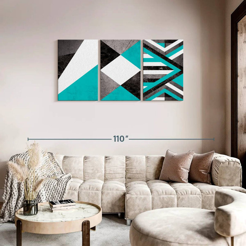 Textures Geometric Abstract XII Multi Piece Canvas Print, 36" H x 74" W x 1.25" D