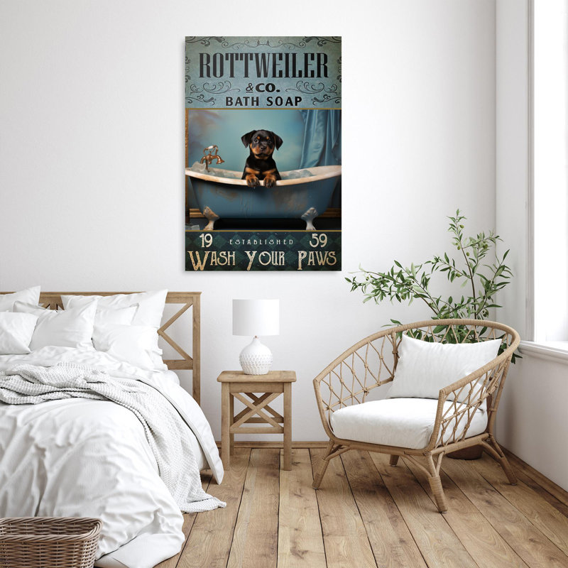 «Rottweiler Bath Soap On Canvas», impression, H 36 po x l 24 po x P 1,25 po
