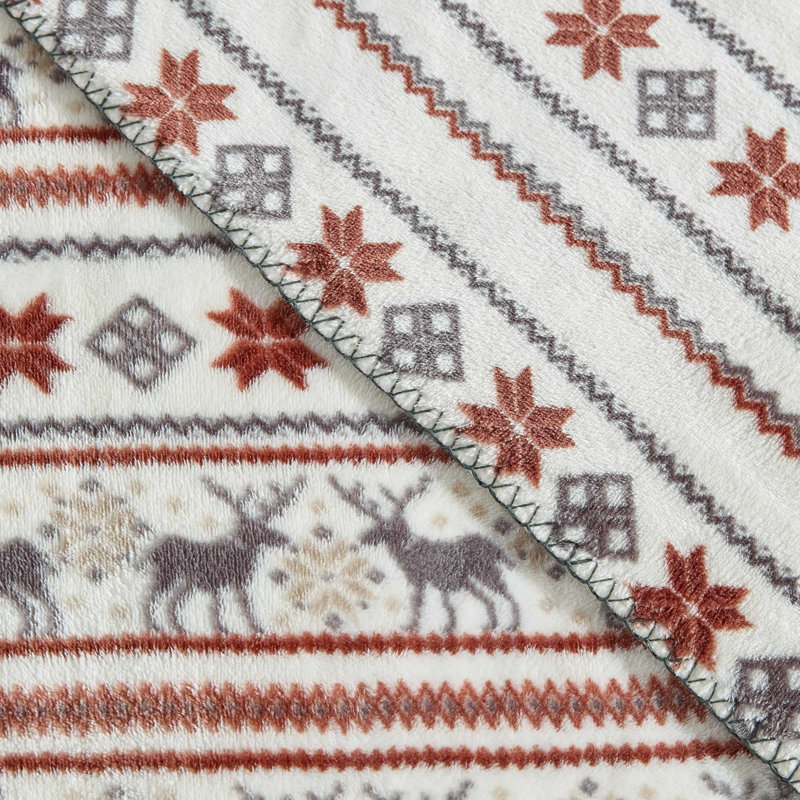 Jeté réversible Eddie Bauer Capitol Hill, Deer Snowflake Beige
