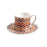 Missoni Coffee Cup & Saucer ICONIC Set in Luxury Box diam. 2.3in, H 2.5in, Cap. 4 oz, Saucer diam. 4.75in