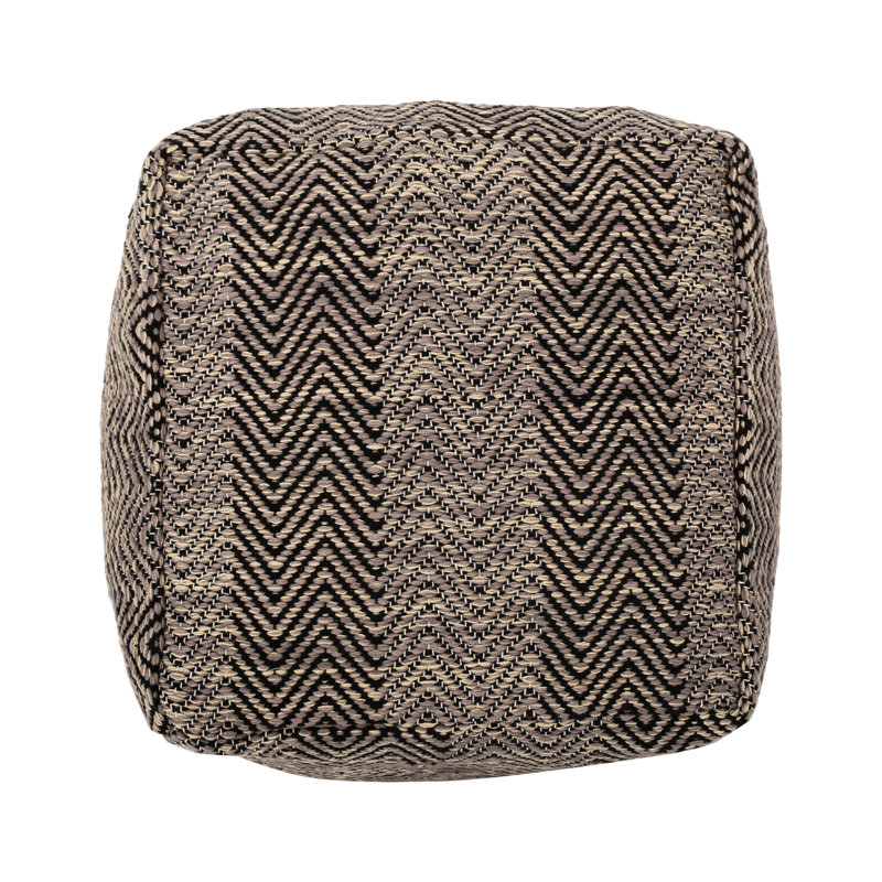Pouf en coton brun et beige fabriqué à la main en zigzag, article d'ameublement, 14,84 po de profondeur, entièrement assemblé, rembourré, capacité de 250 livres, pour la maison, perles rembourrées, 15,05 po de hauteur,