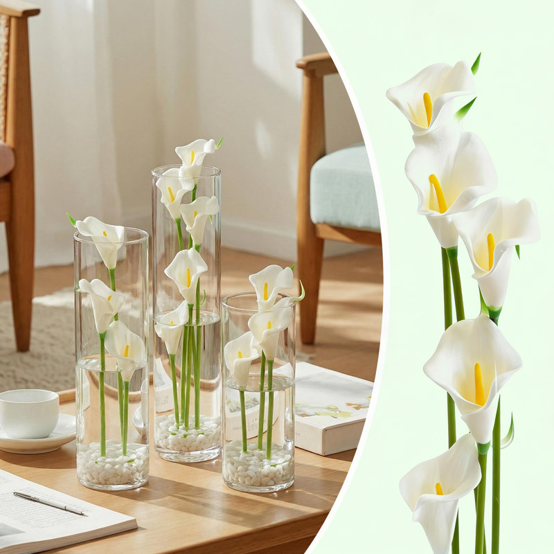 Ensemble de 3 fleurs artificielles élégantes Calla