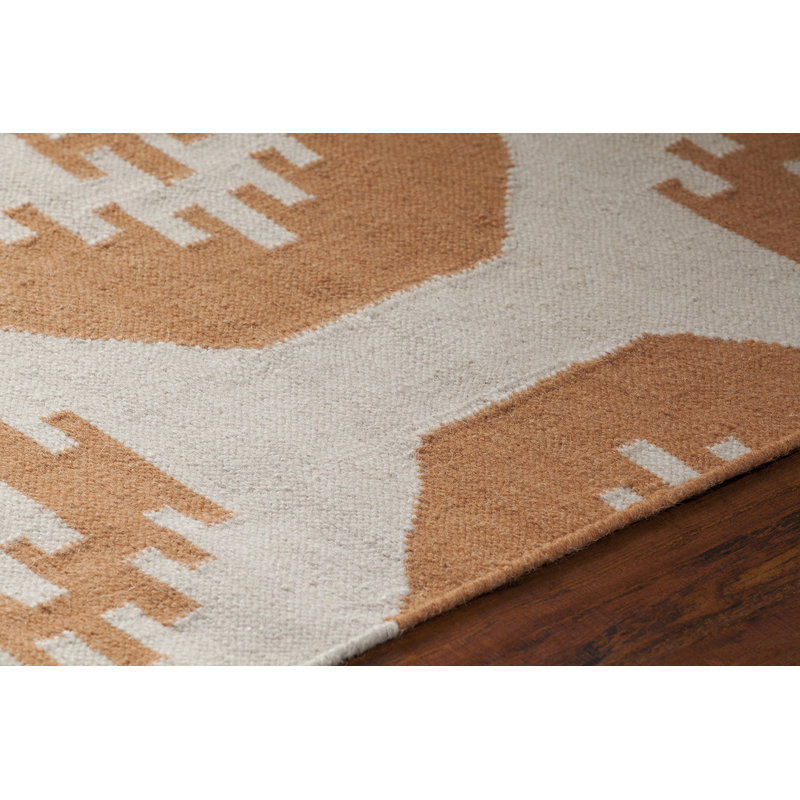 Tapis d'intérieur tissé à plat à motif géométrique réversible orange Chyanna, 5 pi x 7 pi