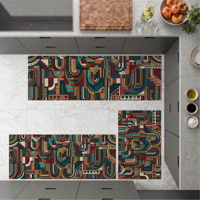 Tapis de cuisine géométriques antidérapants lavables