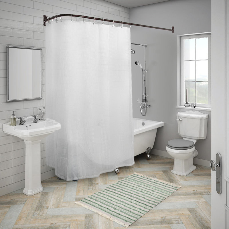 Oil-Rubbed Bronze L-Shaped Wall Mounted Shower Curtain Rod