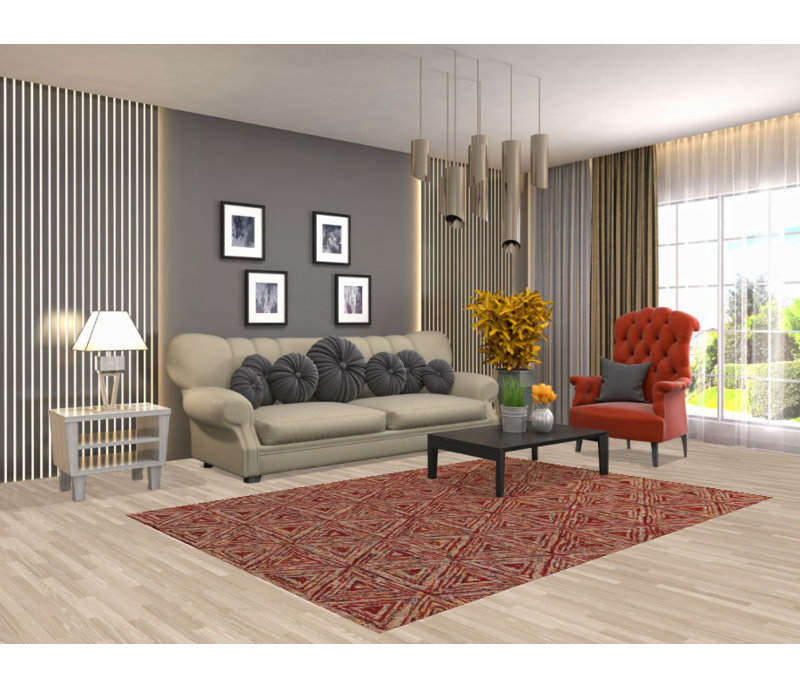 Tapis indien géométrique moderne 5 x 8