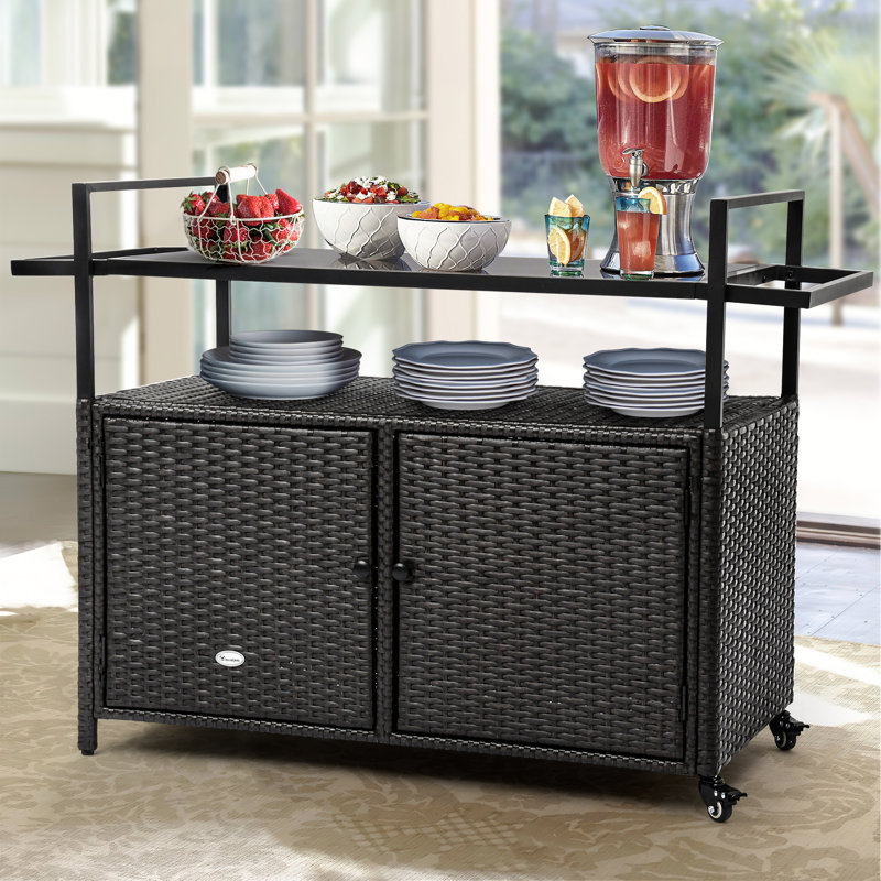 Chariot-bar d'extérieur de 41,7 po de largeur, Noir
