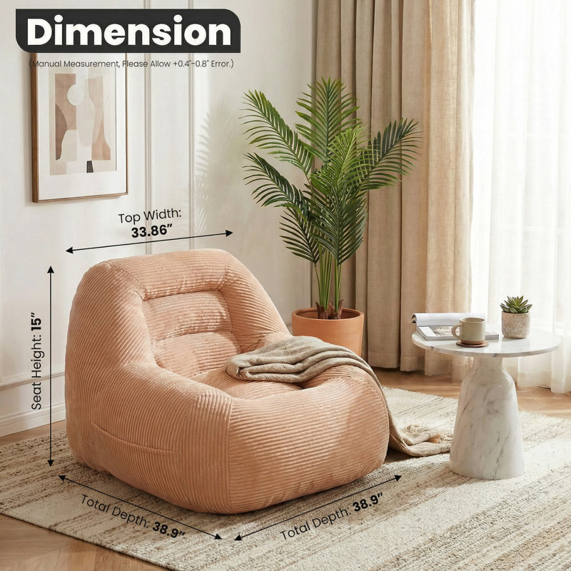 Adult Bean Bag Chair,ergonomically Designed Comfort, Offering Good Support For Back, Neck, Head, Providing Relaxing Experience,bedrooms, Living Room, Dorm. Perfect For Reading, Gaming, Lounging, Spending Time With Family,no Assembly Required.