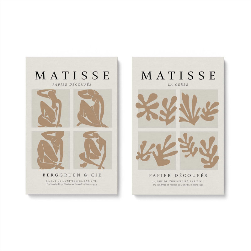 Ensemble de 2 Matisse La Gerbe et Nus Brun Duo, Toile tendue, H 31 po x l 48 po
