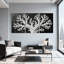 Abstrait corail blanc sur fond noir, ensemble de 3 reproductions d'art sur toile-596726102