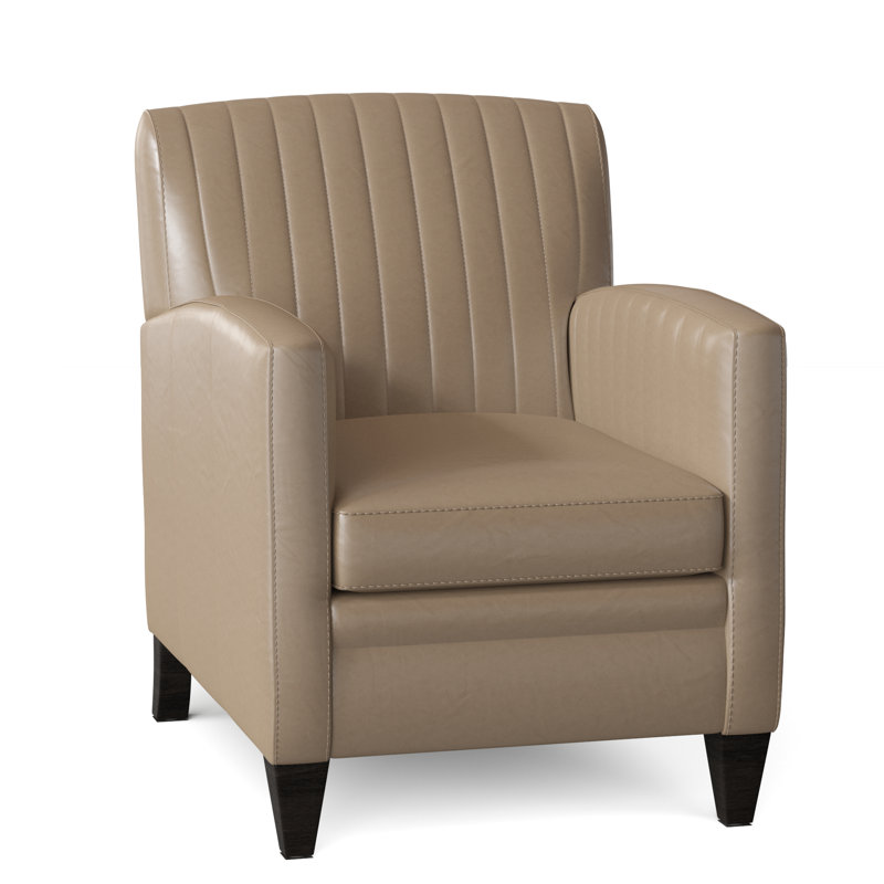 Barnabus Leather Club Chair, Outsider Raven Genuine Leather, Cobblestone