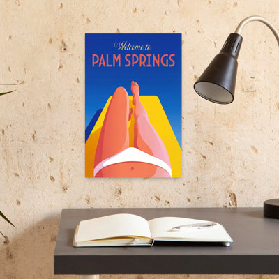 Contemporary Art Retro Vintage Abstract Palm Landscape Nature Wall Art by Andreas Magnusson - Wrapped Canvas Print