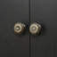 Armoires | Crédence de rangement industrielle à 4 portes, pieds arqués en bois massif, fermoirs bronze, noir | Panneau de fibres à densité moyenne | Salon