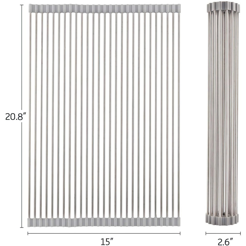 Panier à vaisselle en acier inoxydable, H 0,5 po x l 15 po x P 20,8 po, Gris chaud