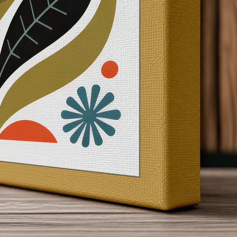 Garden Symmetry Botanical - Wrapped Canvas, 30x20 - 76.2 x 50.8 cm, Ochre Border