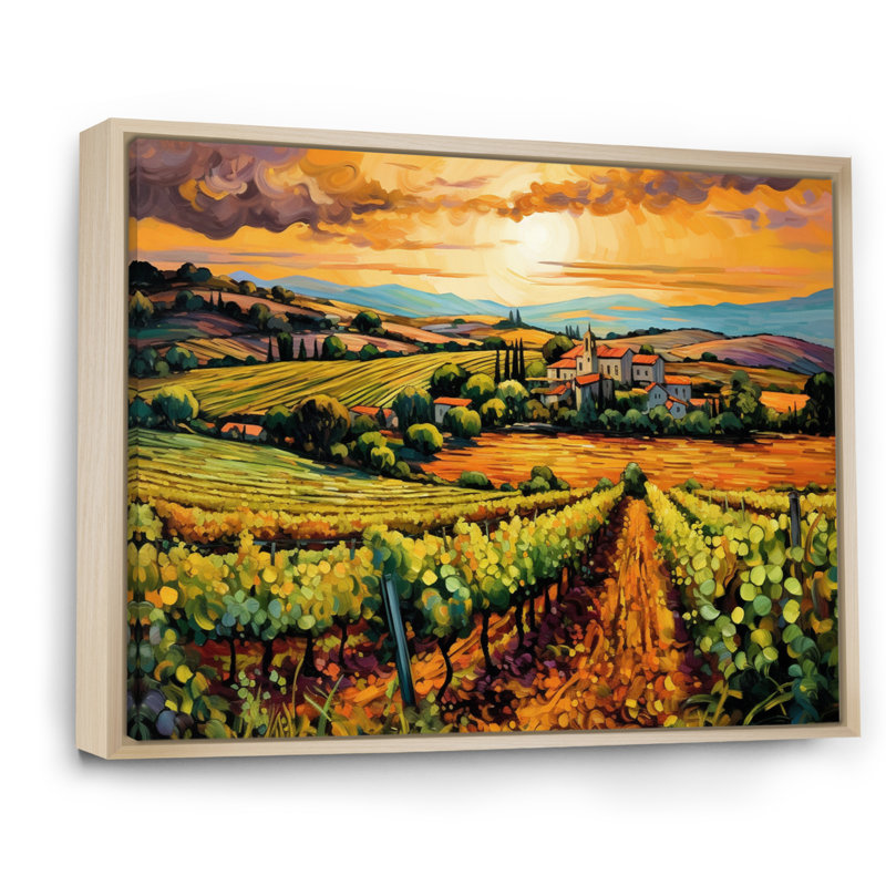 «Vangogh Sunlit Vineyard I», reproduction d'art sur toile inspirée par Vincent Van Gogh, H 34 po x l 44 po, Naturel