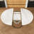 Extendable Round Table – 43" to 59" with Storage Shelf, Marble Veneer & Gold Base, Seats 4-6