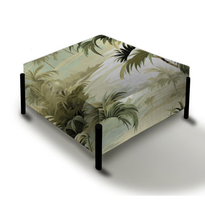 Coastal Palm Paradise Coastal Pattern - Tropical Large Square Ottoman