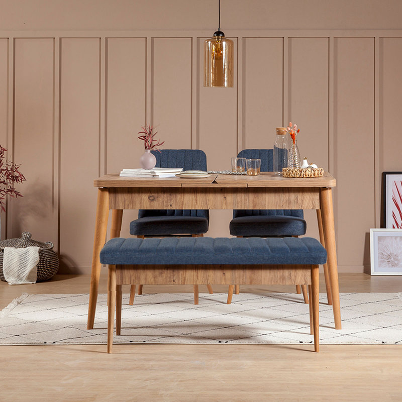 Banc rembourré Nalley, Brun / bleu foncé