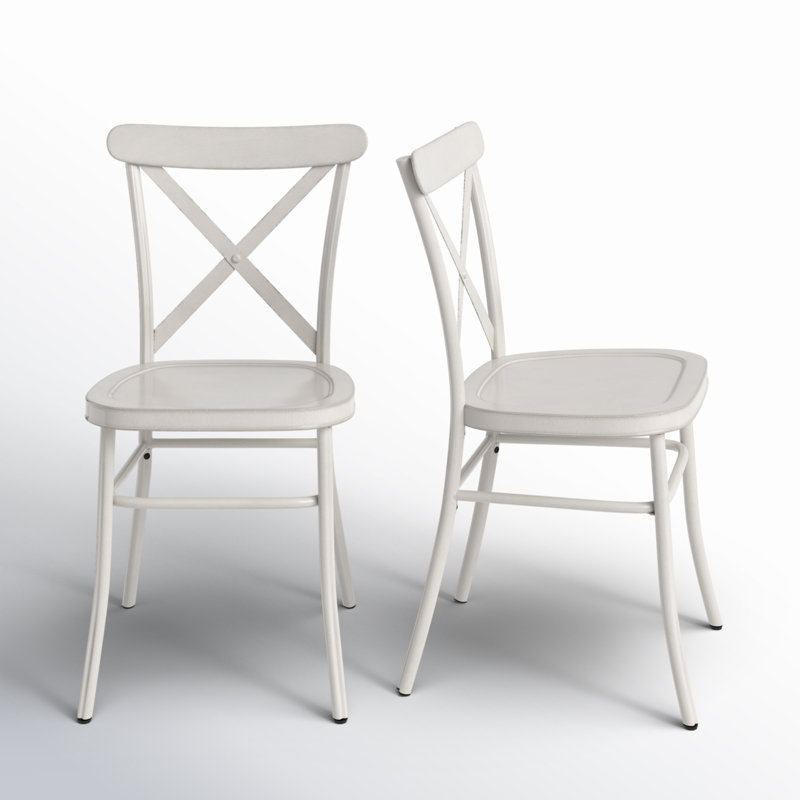 Aliha 18.51'' H Metal Side Chair, Antique White