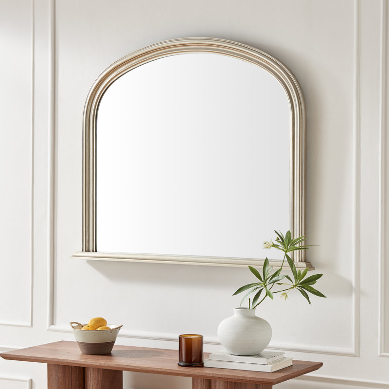 Cecil Solid Wood Freestanding Overmantle Arch Mirror - Modern Regency Design, Silver