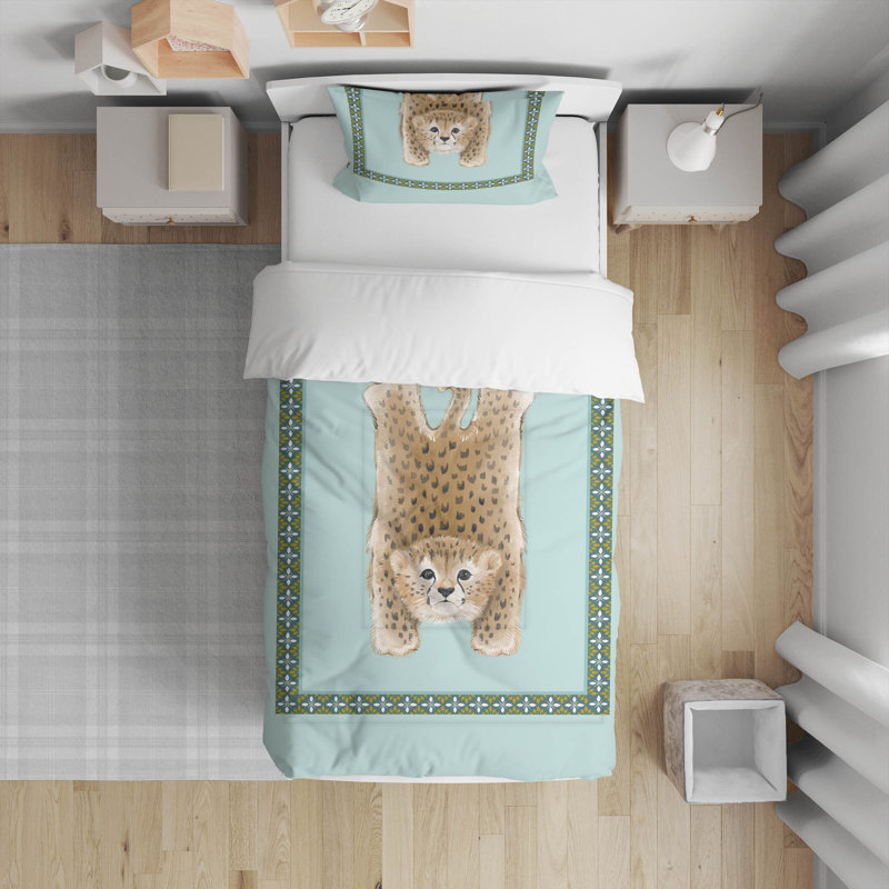 Lil Lying Leopard Comforter Set, Blue