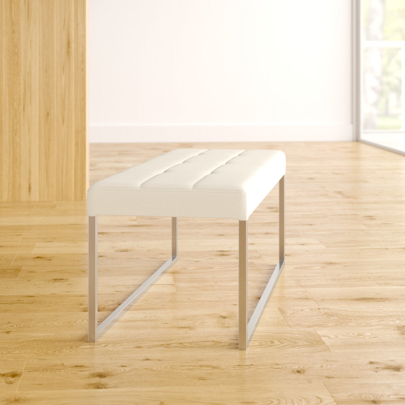 Millfield Faux Leather Upholstered Bench, Cream