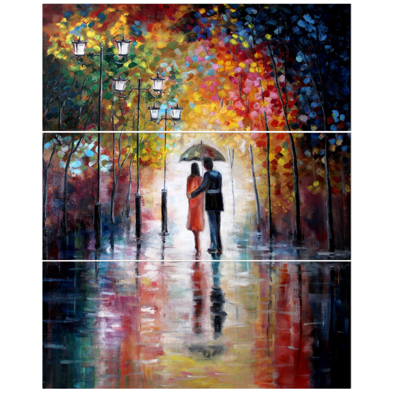 « lovers under parasol », reproduction de peinture à l’huile à multiples images sur toile