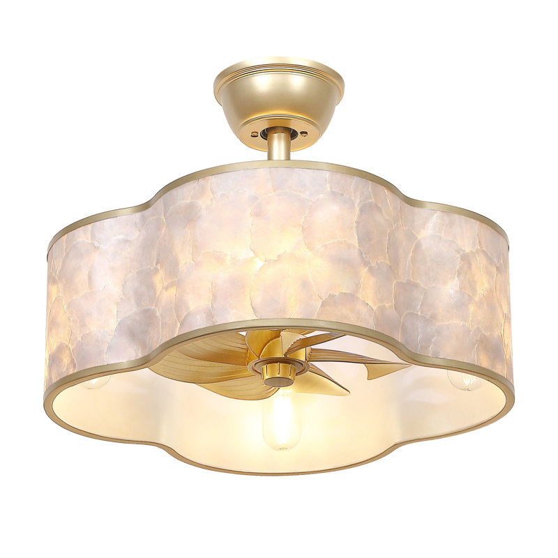 19.7" 4-Light Scalloped Capiz Shell Ceiling Fan