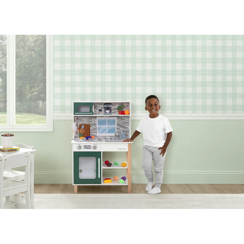 Tiny Chef Play Kitchen - Toy Kitchen Playset With Realistic Knobs That Turn/Click, Green