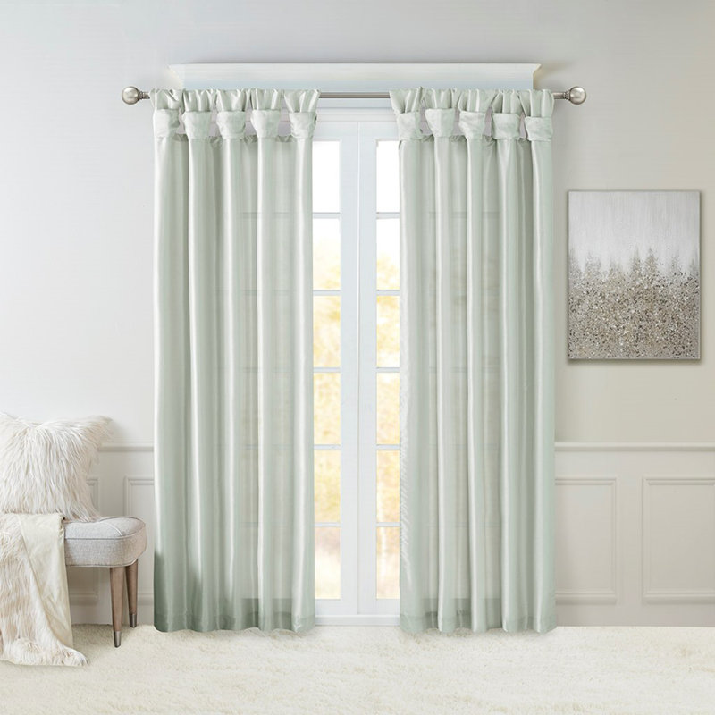 Twist Tab Lined Window Curtain Panel 50", 50'' W x 108'' L, Green