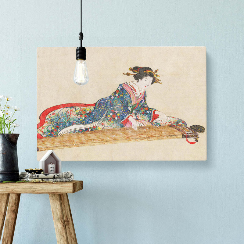 Lady Playing the Koto - Wrapped Canvas, 40cm H x 60cm W x 3cm D
