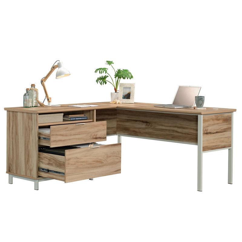 Bureau en L, finition brune