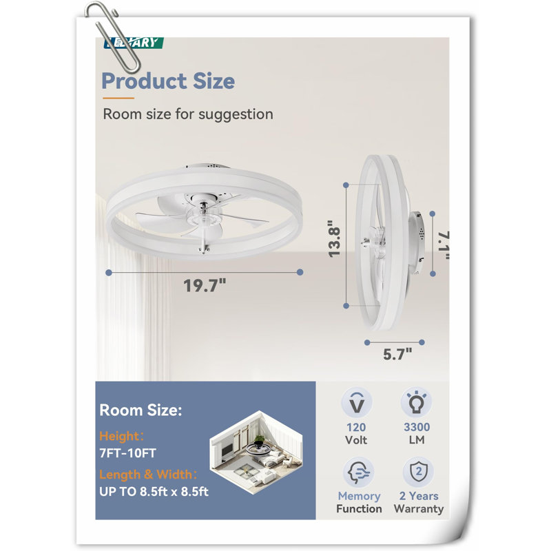 Ventilateur de plafond Myhrren, Gris