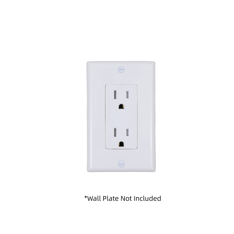 Decorator Standard PC Duplex Outlet Receptacle, Tamper Resistant, 15A, 125V, 2-Pole, 3-Wire