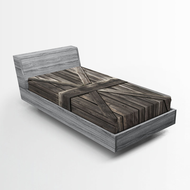 Drap-housse orange Ambesonne, Drap-housse de taille simple, Bois taupe / déclin