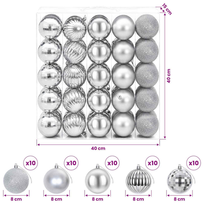 8cm Polystyrene Bauble, Silver