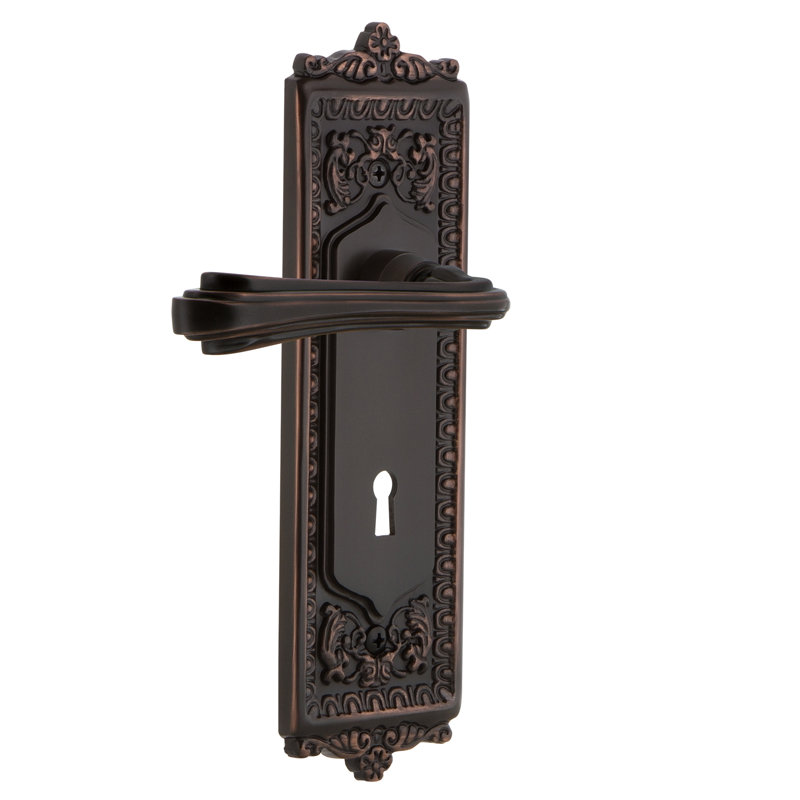 Assiette fausse œuf et jeu de fléchettes avec trou de serrure décoratif et levier fleur, Bronze intemporel