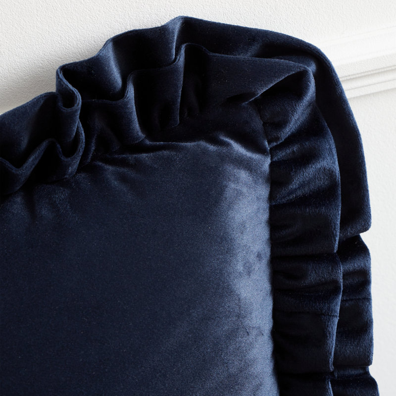 So Soft Velvet Double Frill Cushion Cover, Navy