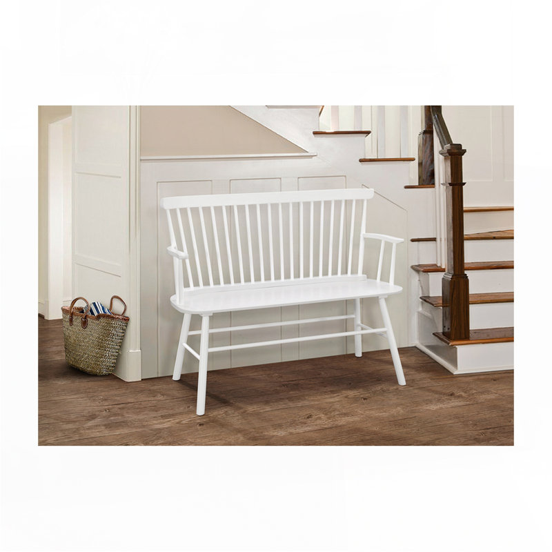 Banc à dossier en bois rétro Vintage, Blanc