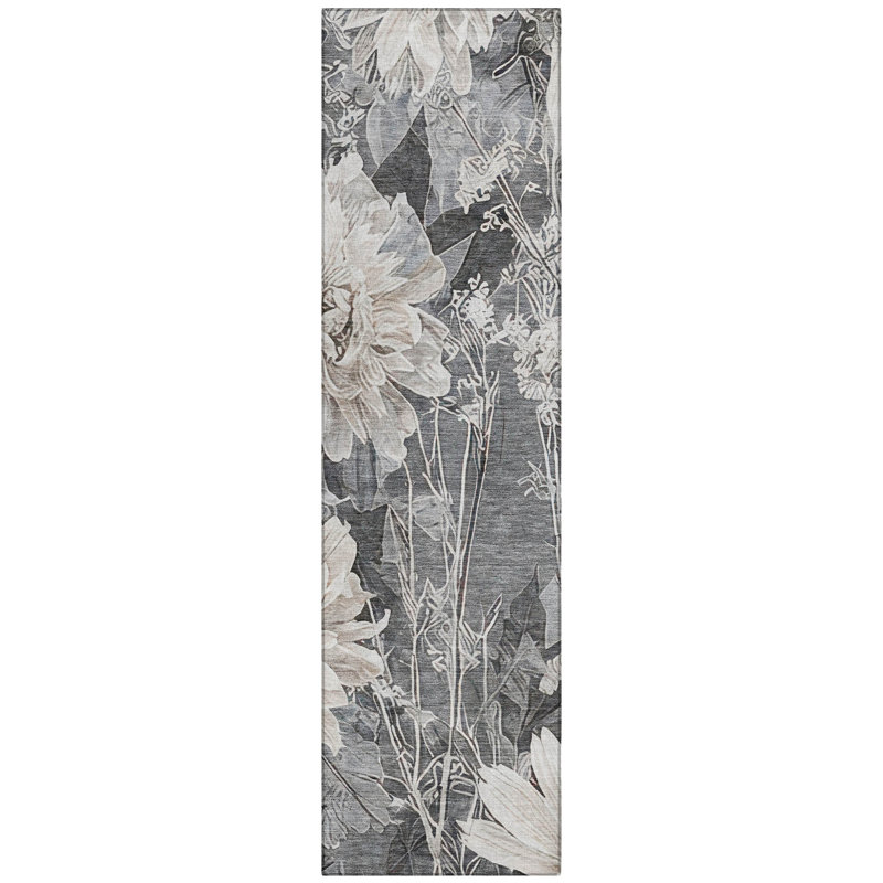 Machine Washable Indoor/Outdoor Chantille ACN2933 Floral Rug, 2'3" x 7'6" Runner