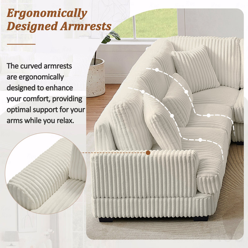 Canapé modulaire Basic, Velours côtelé beige