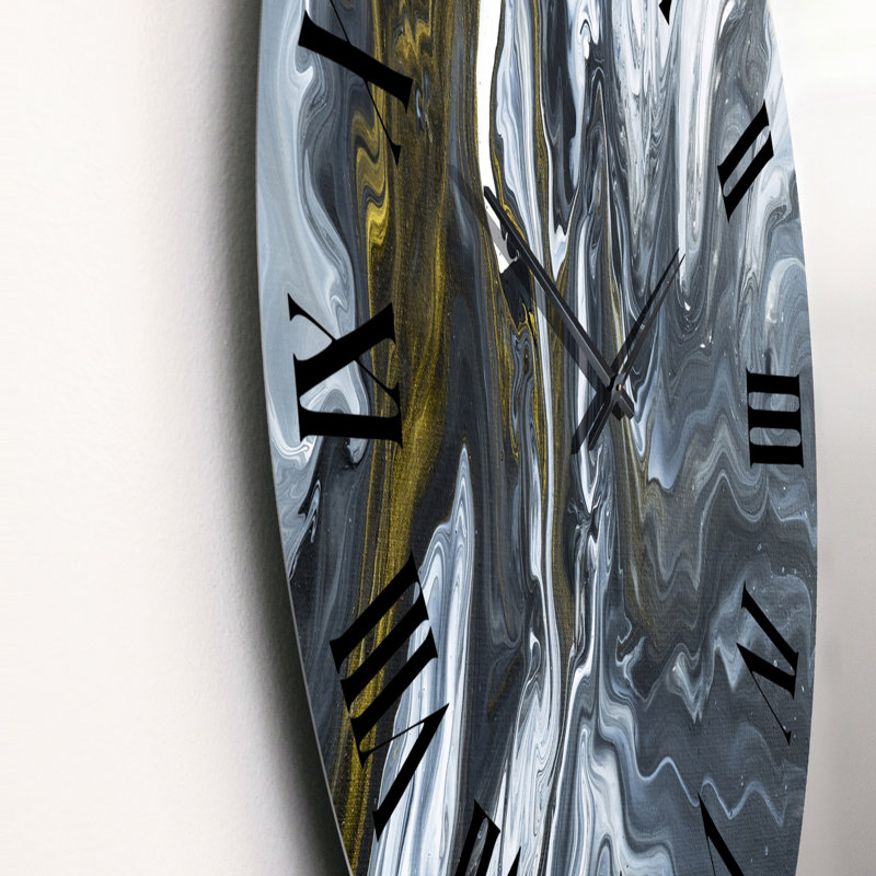 Horloge murale moderne, rivière de marbre jaune dans l'art liquide II, Petit