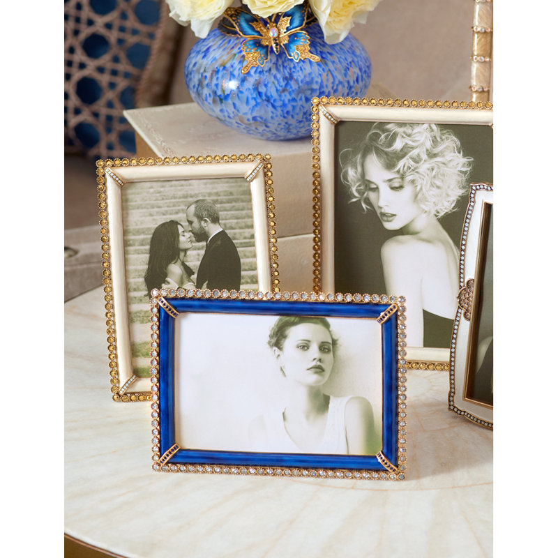 Lorraine Stone Edge 4" x 6" Frame - Rose, Blue/Gold