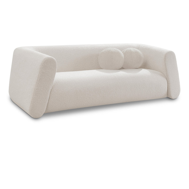 Khyryn 91'' Upholstered Sofa, Cream Boucle Fabric