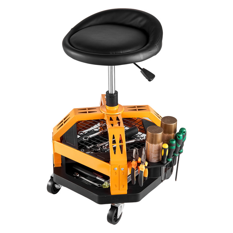 Rolling Shop Stool Heavy-Duty Garage Work Seat 300 lbs Load with Caster