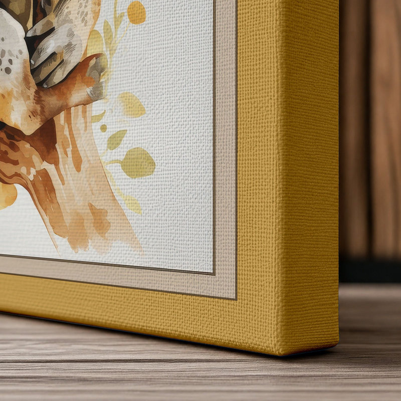 Koala on Branch Boho - Wrapped Canvas, 24x16 - 61.0 x 40.6 cm, Ochre Border