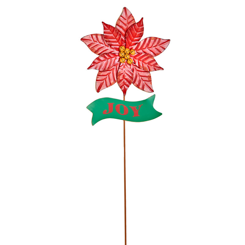 Piquet de jardin en métal poinsettia
