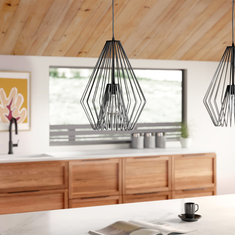 Frankie 1 - Light Unique/Statement Pendant, 18.5" H x 12.25" W x 12.25" D, Matte Black