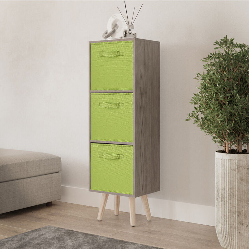 Fika 30 cm W Chest of 3 Drawers, Green/Beech
